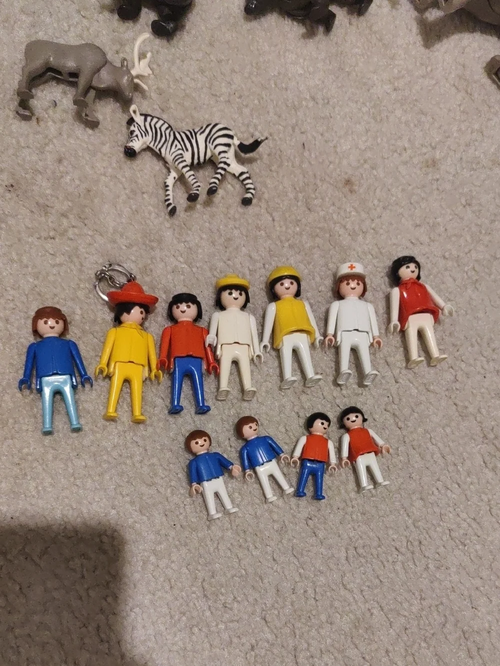 Vintage Playmobil Zoo People, Tree Accessories, White Fence & Brown House Random